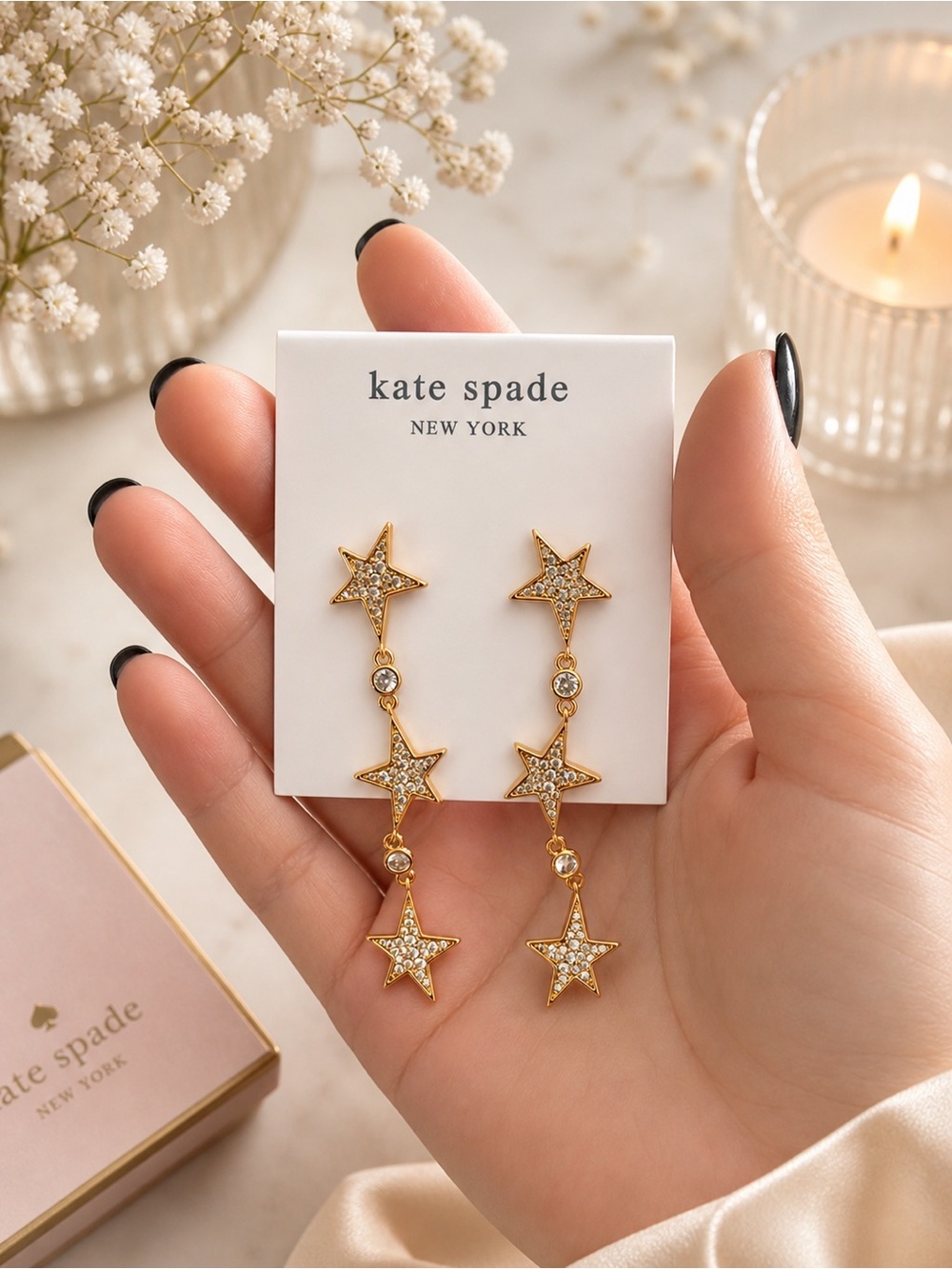 Kate Spade star earrings gold tone